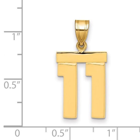 14k Yellow Gold, Athletic Collection Medium Polished Number 11 Pendant - Picture 2 of 3